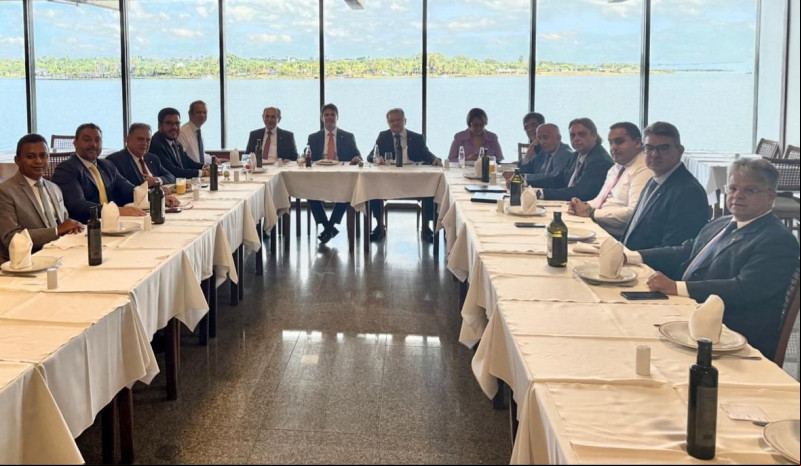 Bancada Federal e deputados estaduais do Piauí em reunião com o presidente do Senado. - (Divulgação)