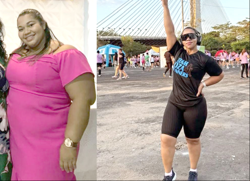 Ana Gardênia antes e depois de abraçar a corrida como esporte no dia a dia - (Arquivo Pessoal)